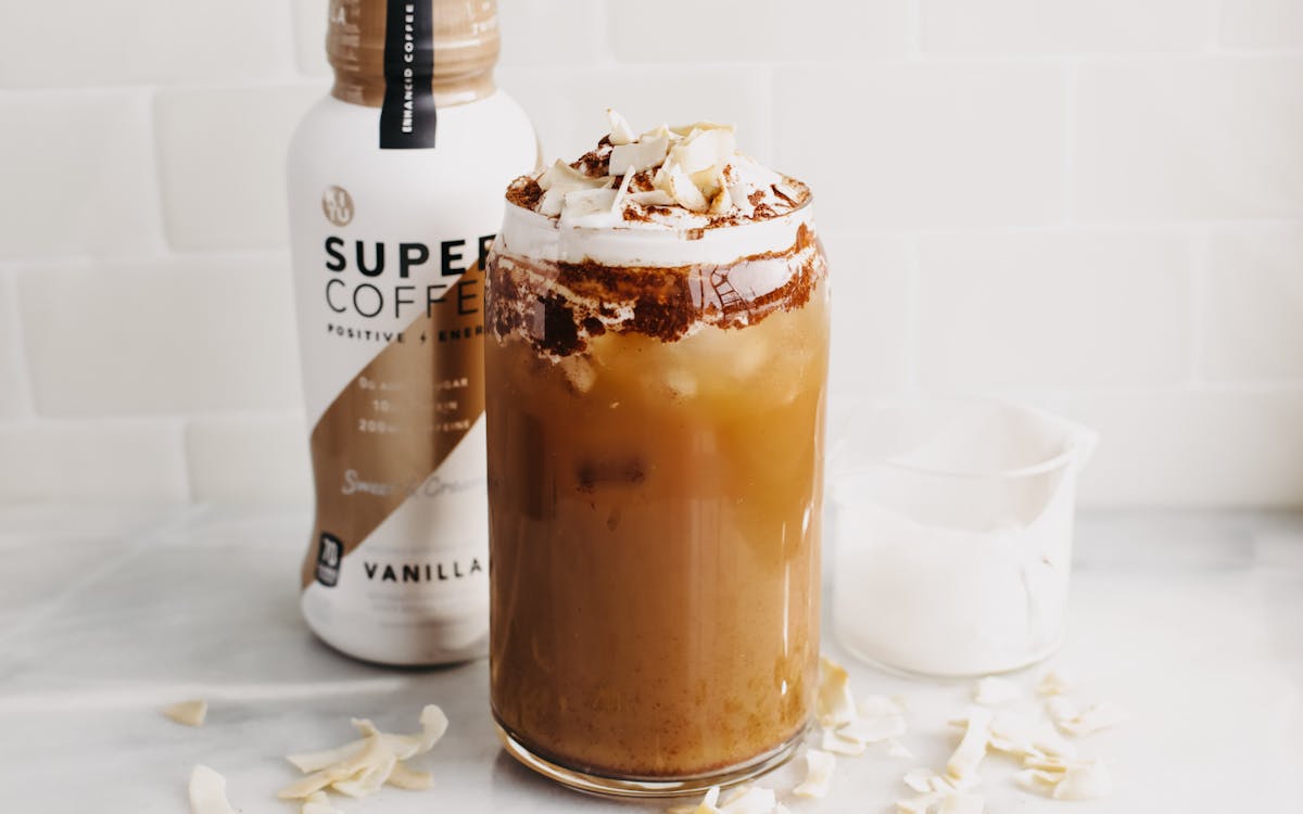 Vanilla Cinnamon Iced Latte With Coconut Cream