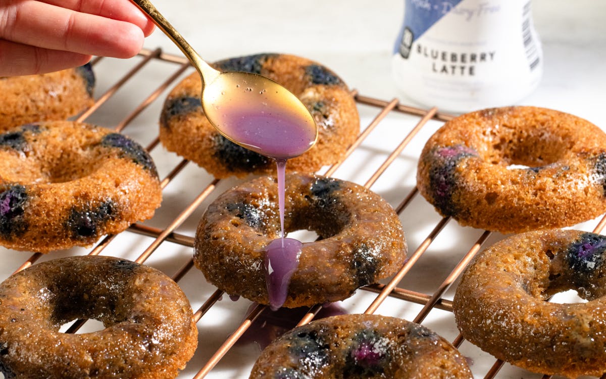 These blueberry baked donuts are gluten-free, paleo, and dairy-free.
