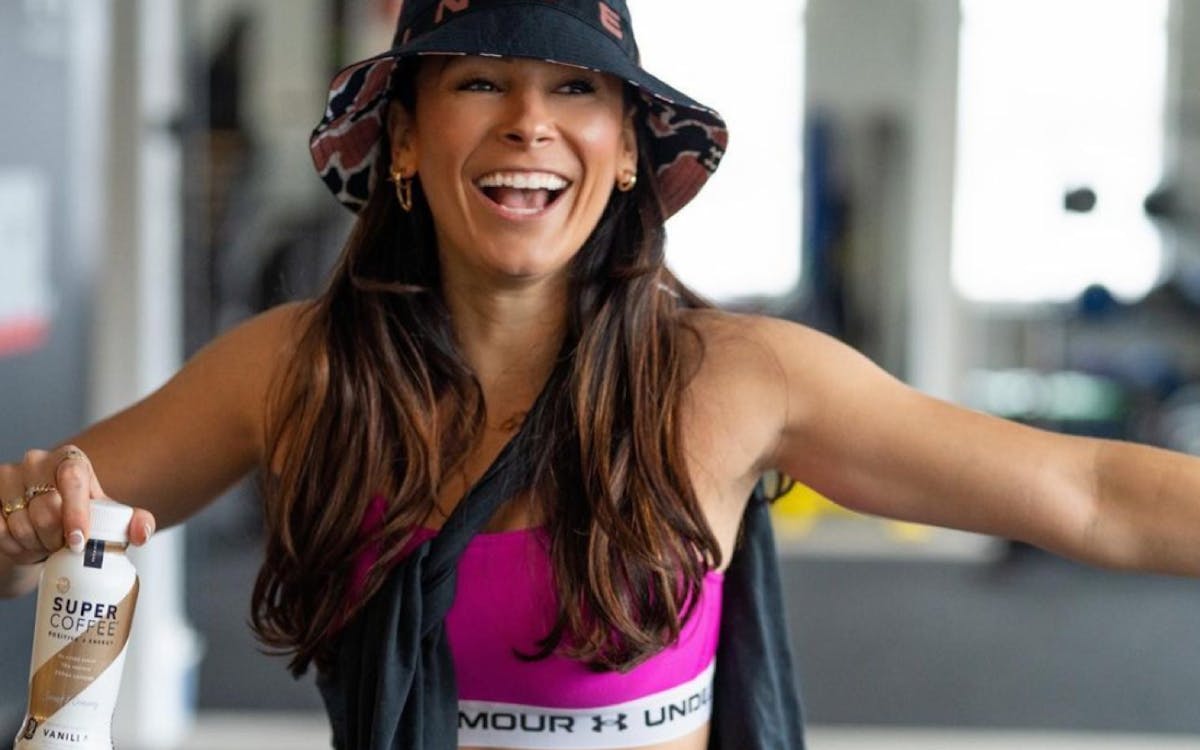 Coach Victoria fueling up with Vanilla Super Coffee.