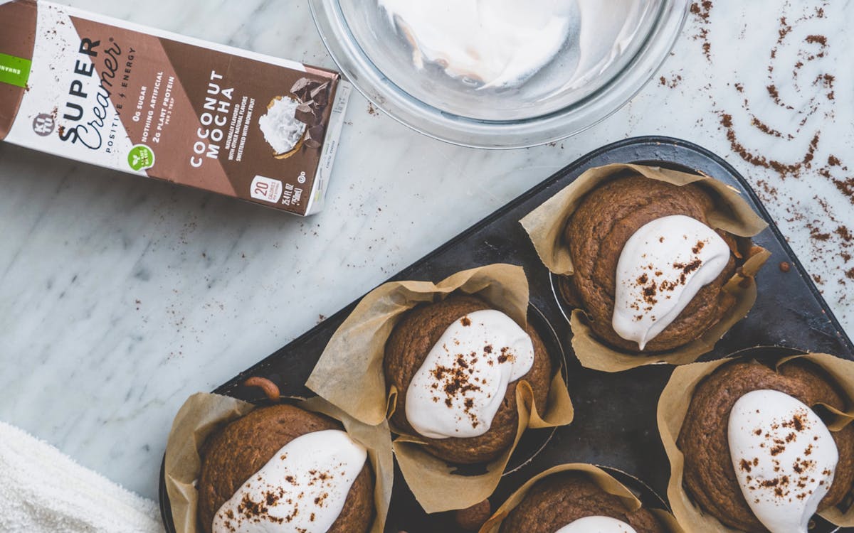 This healthy muffin recipe gets its decadent flavor from Coconut Mocha Super Coffee or Creamer. 